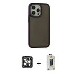Marsilyan™- İphone 15 Pro Max Kılıf Eksen Işık - Siyah Bilvis Hayalet Cam Ekran Koruyucu + Pvd Metal Kamera Lens - Gı
