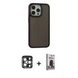 Marsilyan™- İphone 15 Pro Max Kılıf Eksen Işık - Siyah Bilvis Hayalet Cam Ekran Koruyucu + Pvd Metal Kamera Lens - Lt