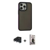 Marsilyan™- İphone 15 Pro Max Kılıf Eksen Işık - Siyah Bilvis Hayalet Cam Ekran Koruyucu + Raze Metal Kamera Lens - Lt