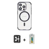 Marsilyan™- İphone 15 Pro Max Kılıf Eksen Klasik Koleksiyonu - Siyah Polymer Nano Ekran Koruyucu + Pvd Metal Kamera Lens