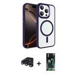 Marsilyan™- İphone 15 Pro Max Kılıf Kıvılcım Prime - Siyah 360 Mat Full Body Arka Koruyucu + Raze Metal Kamera Lens - Lt