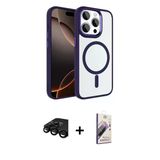 Marsilyan™- İphone 15 Pro Max Kılıf Kıvılcım Prime - Siyah Bilvis 3D Mat Cam Ekran Koruyucu + Raze Metal Kamera Lens - S