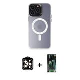 Marsilyan™- İphone 15 Pro Max Kılıf Kozmos Çizgi Prime - Şeffaf 360 Full Body Arka Koruyucu + Pvd Metal Kamera Lens - Tu