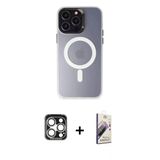 Marsilyan™- İphone 15 Pro Max Kılıf Kozmos Çizgi Prime - Siyah Bilvis 3D Mat Cam Ekran Koruyucu + Pvd Metal Kamera Lens
