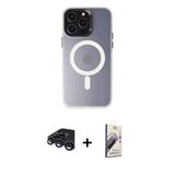 Marsilyan™- İphone 15 Pro Max Kılıf Kozmos Çizgi Prime - Siyah Bilvis 3D Mat Cam Ekran Koruyucu + Raze Metal Kamera Lens