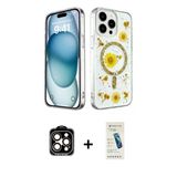 Marsilyan™- İphone 15 Pro Max Kılıf Kozmos Doku - Şeffaf Pasifik Cam Ekran Koruyucu + Pvd Metal Kamera Lens - Tu