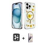 Marsilyan™- İphone 15 Pro Max Kılıf Kozmos Doku - Siyah Bilvis 3D Mat Cam Ekran Koruyucu + Pvd Metal Kamera Lens - Sh