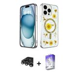 Marsilyan™- İphone 15 Pro Max Kılıf Kozmos Doku - Siyah Bilvis 5İn1 3D Magic Cam Ekran Koruyucu + Raze Metal Kamera Lens