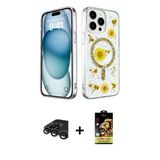 Marsilyan™- İphone 15 Pro Max Kılıf Kozmos Doku - Siyah Buffer Cam Ekran Koruyucu + Raze Metal Kamera Lens - Tmgı