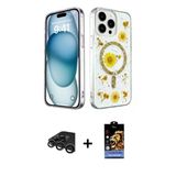 Marsilyan™- İphone 15 Pro Max Kılıf Kozmos Doku - Siyah Buffer Hayalet Cam Ekran Koruyucu + Raze Metal Kamera Lens - Tmg