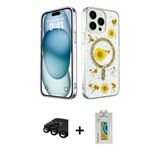 Marsilyan™- İphone 15 Pro Max Kılıf Kozmos Doku - Siyah Polymer Nano Ekran Koruyucu + Raze Metal Kamera Lens - Sh