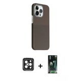 Marsilyan™- İphone 15 Pro Max Kılıf Kozmos Klasik Prime - Siyah 360 Mat Full Body Arka Koruyucu + Pvd Metal Kamera Lens