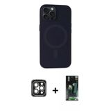 Marsilyan™- İphone 15 Pro Max Kılıf Kutup Serisi - Siyah 360 Mat Full Body Arka Koruyucu + Pvd Metal Kamera Lens - Gı