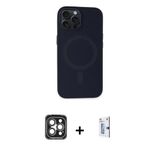Marsilyan™- İphone 15 Pro Max Kılıf Kutup Serisi - Siyah Bilvis 0.18Mm Plus Cam Ekran Koruyucu + Pvd Metal Kamera Lens -