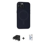 Marsilyan™- İphone 15 Pro Max Kılıf Kutup Serisi - Siyah Bilvis 0.18Mm Plus Cam Ekran Koruyucu + Raze Metal Kamera Lens