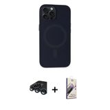 Marsilyan™- İphone 15 Pro Max Kılıf Kutup Serisi - Siyah Bilvis 3D Mat Cam Ekran Koruyucu + Raze Metal Kamera Lens - Lt