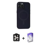 Marsilyan™- İphone 15 Pro Max Kılıf Kutup Serisi - Siyah Bilvis 5İn1 3D Magic Cam Ekran Koruyucu + Pvd Metal Kamera Lens
