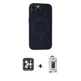 Marsilyan™- İphone 15 Pro Max Kılıf Kutup Serisi - Siyah Bilvis Hayalet Cam Ekran Koruyucu + Pvd Metal Kamera Lens - Gı