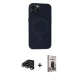 Marsilyan™- İphone 15 Pro Max Kılıf Kutup Serisi - Siyah Bilvis Hayalet Cam Ekran Koruyucu + Raze Metal Kamera Lens - Tm