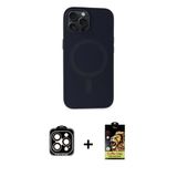 Marsilyan™- İphone 15 Pro Max Kılıf Kutup Serisi - Siyah Buffer Cam Ekran Koruyucu + Pvd Metal Kamera Lens - Tu