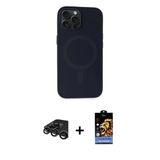 Marsilyan™- İphone 15 Pro Max Kılıf Kutup Serisi - Siyah Buffer Hayalet Cam Ekran Koruyucu + Raze Metal Kamera Lens - Tm