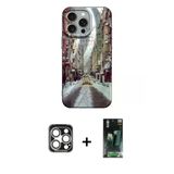 Marsilyan™- İphone 15 Pro Max Kılıf Nova Doku Prime - Şeffaf 360 Full Body Arka Koruyucu + Pvd Metal Kamera Lens - Gs