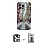 Marsilyan™- İphone 15 Pro Max Kılıf Nova Doku Prime - Siyah Bilvis Hayalet Cam Ekran Koruyucu + Pvd Metal Kamera Lens -