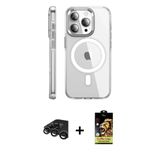 Marsilyan™- İphone 15 Pro Max Kılıf Nova Doku - Siyah Buffer Cam Ekran Koruyucu + Raze Metal Kamera Lens - Tmgı