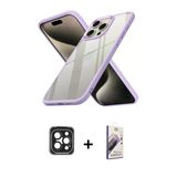 Marsilyan™- İphone 15 Pro Max Kılıf Nova Işık Serisi - Siyah Bilvis 3D Mat Cam Ekran Koruyucu + Pvd Metal Kamera Lens -