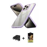 Marsilyan™- İphone 15 Pro Max Kılıf Nova Işık Serisi - Siyah Buffer Cam Ekran Koruyucu + Raze Metal Kamera Lens - Tmgı