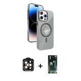 Marsilyan™- İphone 15 Pro Max Kılıf Nova Modern Prime - Şeffaf 360 Full Body Arka Koruyucu + Pvd Metal Kamera Lens - Tu