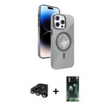Marsilyan™- İphone 15 Pro Max Kılıf Nova Modern Prime - Siyah 360 Mat Full Body Arka Koruyucu + Raze Metal Kamera Lens -