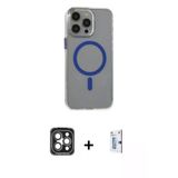 Marsilyan™- İphone 15 Pro Max Kılıf Odak Form Özel Seri - Siyah Bilvis 0.18Mm Plus Cam Ekran Koruyucu + Pvd Metal Kamera