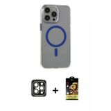Marsilyan™- İphone 15 Pro Max Kılıf Odak Form Özel Seri - Siyah Buffer Cam Ekran Koruyucu + Pvd Metal Kamera Lens - Gı