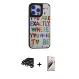 Marsilyan™- İphone 15 Pro Max Kılıf Odak Klasik Serisi - Siyah Bilvis 3D Mat Cam Ekran Koruyucu + Raze Metal Kamera Lens
