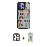 Marsilyan™- İphone 15 Pro Max Kılıf Odak Klasik Serisi - Siyah Polymer Nano Ekran Koruyucu + Pvd Metal Kamera Lens - Gs