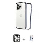 Marsilyan™- İphone 15 Pro Max Kılıf Pusula Asil Koleksiyonu - Siyah Bilvis 0.18Mm Plus Cam Ekran Koruyucu + Pvd Metal Ka