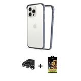 Marsilyan™- İphone 15 Pro Max Kılıf Pusula Asil Koleksiyonu - Siyah Buffer Cam Ekran Koruyucu + Raze Metal Kamera Lens -
