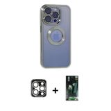 Marsilyan™- İphone 15 Pro Max Kılıf Pusula Form - Şeffaf 360 Full Body Arka Koruyucu + Pvd Metal Kamera Lens - Gs