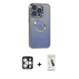 Marsilyan™- İphone 15 Pro Max Kılıf Pusula Form - Şeffaf Pasifik Cam Ekran Koruyucu + Pvd Metal Kamera Lens - Gs