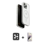 Marsilyan™- İphone 15 Pro Max Kılıf Pusula Form Serisi - Siyah Bilvis 3D Mat Cam Ekran Koruyucu + Pvd Metal Kamera Lens