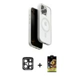 Marsilyan™- İphone 15 Pro Max Kılıf Pusula Form Serisi - Siyah Buffer Cam Ekran Koruyucu + Pvd Metal Kamera Lens - Lt