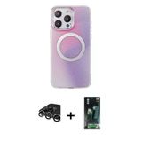 Marsilyan™- İphone 15 Pro Max Kılıf Pusula Form - Siyah 360 Mat Full Body Arka Koruyucu + Raze Metal Kamera Lens - Gs