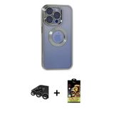 Marsilyan™- İphone 15 Pro Max Kılıf Pusula Form - Siyah Buffer Cam Ekran Koruyucu + Raze Metal Kamera Lens - Tmgı