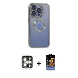 Marsilyan™- İphone 15 Pro Max Kılıf Pusula Form - Siyah Buffer Hayalet Cam Ekran Koruyucu + Pvd Metal Kamera Lens - Gs