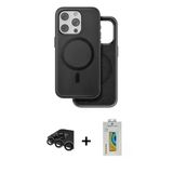 Marsilyan™- İphone 15 Pro Max Kılıf Pusula Işık Koleksiyonu - Siyah Polymer Nano Ekran Koruyucu + Raze Metal Kamera Lens