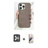 Marsilyan™- İphone 15 Pro Max Kılıf Pusula Modern - Siyah Bilvis 3D Mat Cam Ekran Koruyucu + Pvd Metal Kamera Lens - Gı