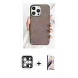Marsilyan™- İphone 15 Pro Max Kılıf Pusula Modern - Siyah Bilvis 3D Mat Cam Ekran Koruyucu + Pvd Metal Kamera Lens - Gs