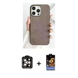 Marsilyan™- İphone 15 Pro Max Kılıf Pusula Modern - Siyah Buffer Hayalet Cam Ekran Koruyucu + Pvd Metal Kamera Lens - Tu
