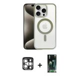 Marsilyan™- İphone 15 Pro Max Kılıf Siluet Çizgi Serisi - Siyah 360 Mat Full Body Arka Koruyucu + Pvd Metal Kamera Lens